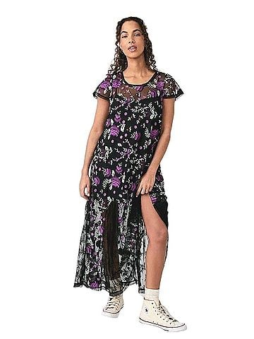 Free People Free People Embroidered Floral MidiDress Casual Dress (view 1)