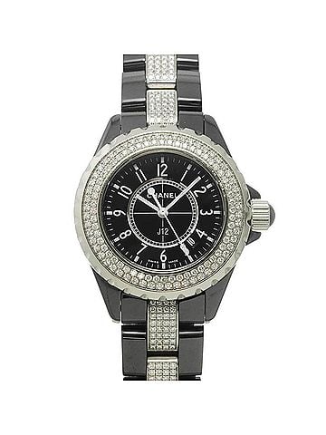 Chanel Chanel J12 33mm H1338 Genuine Diamond Ladies' Watch, Black Ceramic, Date, Quartz Watch (view 1)