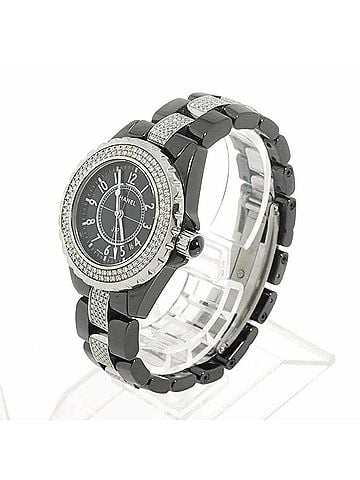 Chanel Chanel J12 33mm H1338 Genuine Diamond Ladies' Watch, Black Ceramic, Date, Quartz Watch (view 2)