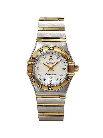 Omega Omega Constellation Mini Combination 1262 75 Ladies' Watch with 12 Diamonds, White Shell, Yellow Gold, Quartz Movement (view 1)