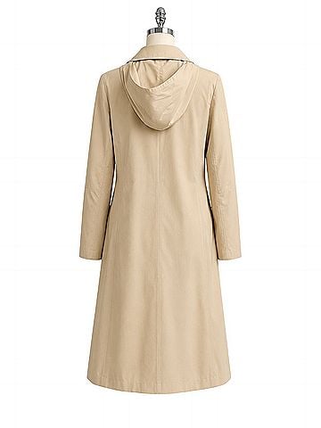 London Fog Tan, removable Hood, classic, button front, vintage, size 12 regular Raincoat (view 2)