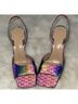 Mach & Mach 100% Leather Color Block Graphic Tie-dye Multi Color Heels Size EU 38 - photo 6