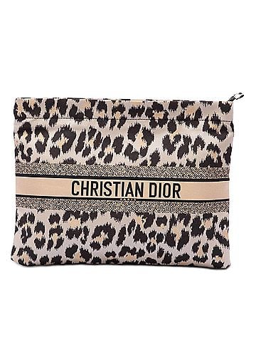 Dior Mizza Embroidered Canvas Leopard Zip Pouch (view 1)
