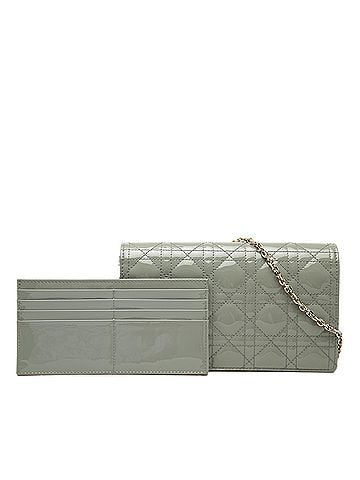 Dior Patent Cannage Lady Dior Wallet On Chain (view 2)
