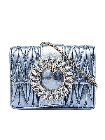 Miu Miu Mini Matelasse Metallic Nappa Crystal Embellished Crossbody (view 1)