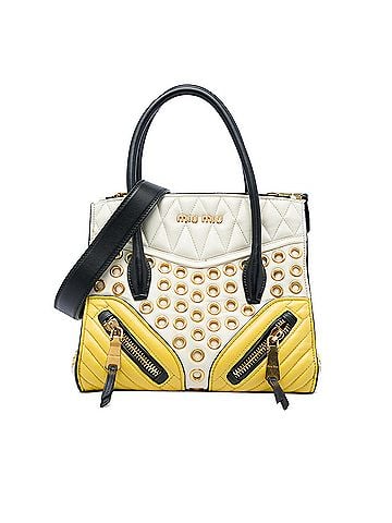 Miu Miu Small Tricolor Nappa Grommet Biker Satchel (view 1)
