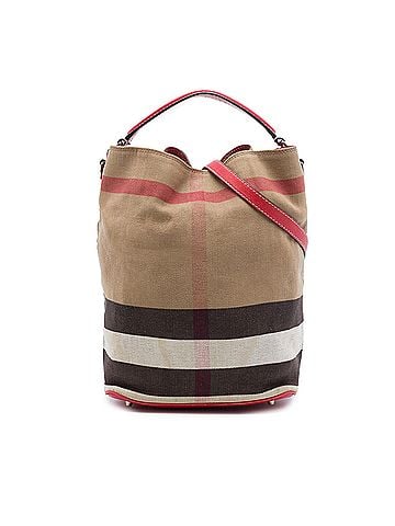 Burberry Medium Mega Check Canvas Ashby Bucket Bag (view 1)