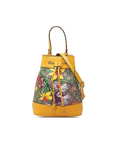 Gucci Small GG Supreme Flora Ophidia Bucket Bag (view 1)