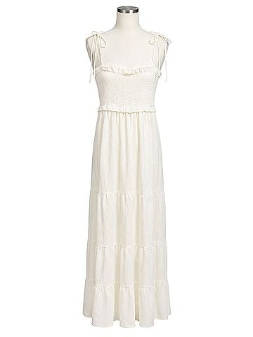 Forever 21 Sleeveless, tie shoulder straps, textured fabric, flowing, prairie, romantic, Beach wear Casual Dress (view 1)