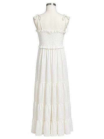 Forever 21 Sleeveless, tie shoulder straps, textured fabric, flowing, prairie, romantic, Beach wear Casual Dress (view 2)
