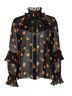 Anna Sui Floral Black Yellow Blouse Size 8 - photo 6