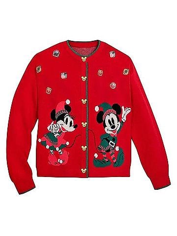 Disney Minnie and Mickey Elf Holiday Sweater Cardigan Cardigan (view 1)