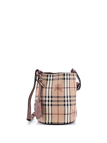 Burberry Lorne Bucket Bag Haymarket Coated Canvas Small (view 1)
