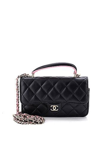 Chanel Classic Top Handle Flap Phone Holder with Chain Quilted Lambskin (view 1)