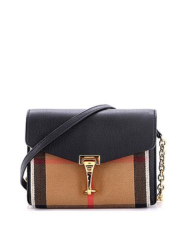 Burberry Macken Crossbody Bag Leather and House Check Canvas Baby (view 1)