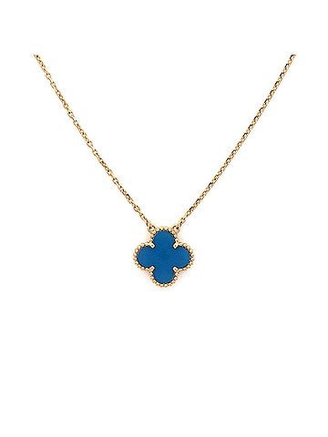 Van Cleef & Arpels Vintage Alhambra Pendant Necklace 18K Yellow Gold and Agate (view 1)