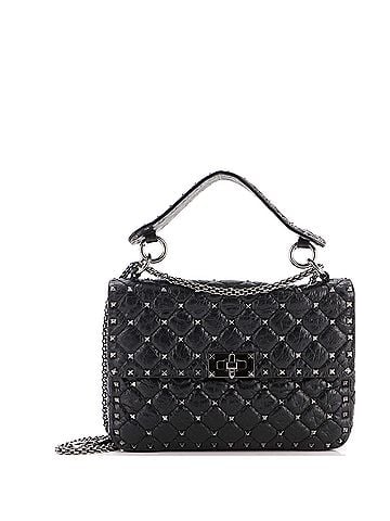 Valentino Garavani Rockstud Spike Flap Bag Crystal Embellished Quilted Leather Medium (view 1)