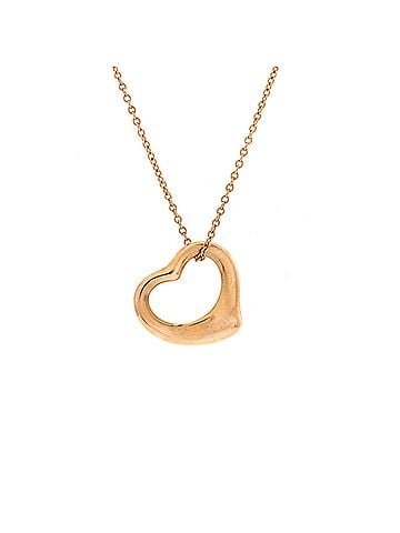 Tiffany & Co. Elsa Peretti Open Heart Pendant Necklace 18K Rose Gold 16mm (view 1)