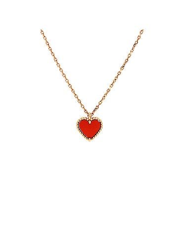 Van Cleef & Arpels Sweet Alhambra Heart Pendant Necklace 18K Rose Gold and Carnelian (view 1)