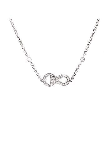 Cartier Agrafe Chain Pendant Necklace 18K White Gold with Diamonds (view 1)