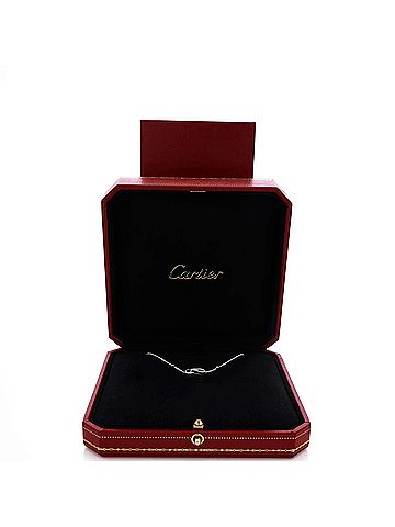 Cartier Agrafe Chain Pendant Necklace 18K White Gold with Diamonds (view 2)