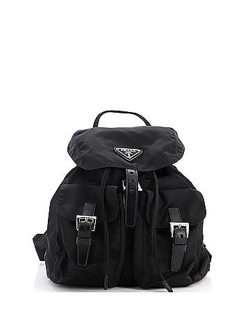 Prada Double Front Pocket Backpack Tessuto Small (view 1)