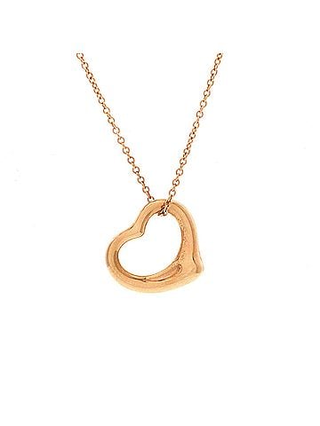 Tiffany & Co. Elsa Peretti Open Heart Pendant Necklace 18K Rose Gold 16mm (view 1)