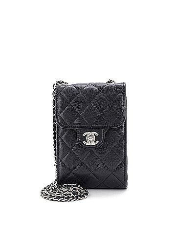 Chanel CC Flap Phone Holder Crossbody Bag Quilted Caviar (view 1)