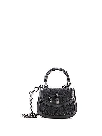 Gucci Bamboo 1947 Top Handle Bag Crystal Embellished GG Canvas Mini (view 1)
