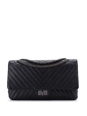 Chanel So Black Reissue 2.55 Flap Bag Chevron Sheepskin 227 (view 1)