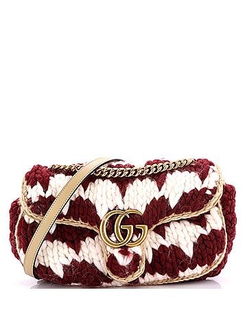 Gucci GG Marmont Flap Bag Knit Houndstooth Wool Small (view 1)