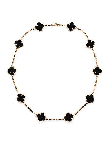 Van Cleef & Arpels Vintage Alhambra 10 Motifs Necklace 18K Yellow Gold and Onyx (view 1)