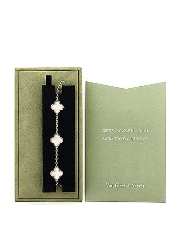 Van Cleef & Arpels Vintage Alhambra 5 Motifs Bracelet 18K Yellow Gold and Mother of Pearl (view 2)
