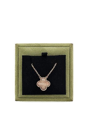 Van Cleef & Arpels Vintage Alhambra Pendant Necklace 18K Rose Gold and Grey Mother of Pearl (view 2)