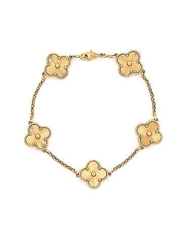 Van Cleef & Arpels Vintage Alhambra 5 Motifs Bracelet Guilloche 18K Yellow Gold (view 1)