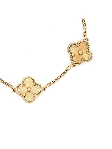 Van Cleef & Arpels Vintage Alhambra 5 Motifs Bracelet Guilloche 18K Yellow Gold (view 2)