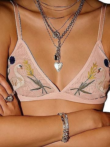 Anthropologie Lyrebird Embroidered Mesh Triangle Bralette Sports Bra (view 1)
