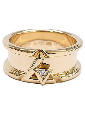 Louis Vuitton LOUIS VUITTON (Louis Vuitton) Refurbished Q9O58O 750 LV Volt One 0.02ct Diamond Ring, Yellow Gold, Men's (view 1)