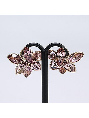 Christian Dior Christian Dior DIOR Mise en Dior Flower Crystal Earrings Pink Gold Women's (view 2)