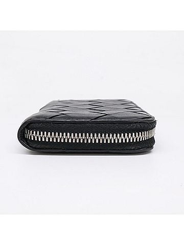 Bottega Veneta BOTTEGA VENETA Intrecciato Leather Round Zip Wallet/Coin Case, Black, Men's (view 2)