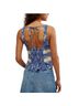 Free People Floral Blue Sleeveless Top Size L - photo 2