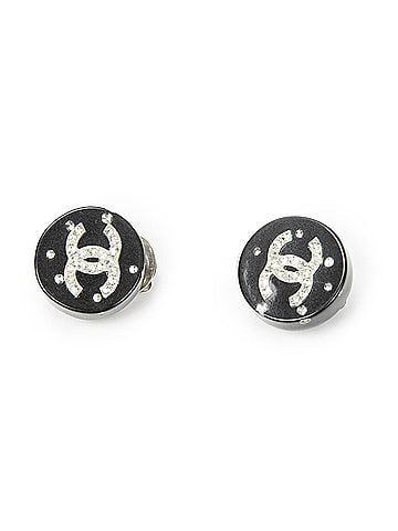 Chanel CC Rhinestone Enamel Clip On Earrings (view 1)
