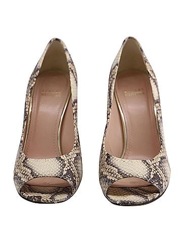 Stuart Weitzman Stuart Weitzman Peep-toe Heels in Snakeskin Print Leather (view 2)