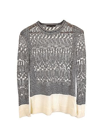 Alexander Wang Alexander Wang Houndstooth Mesh Trim Sweater in Grey Wool (view 1)
