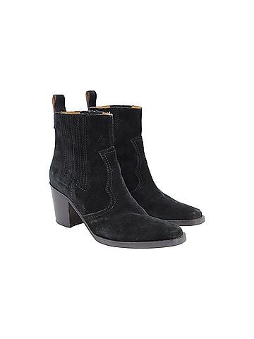 Ganni Ganni Western Style Ankle Boots in Black Suede (view 2)