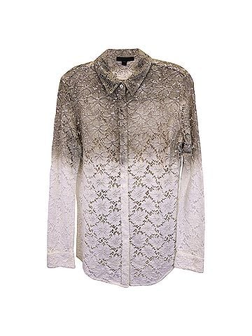 Burberry Burberry Prorsum Ombre Lace Button-Up Shirt in Cream Cotton (view 1)