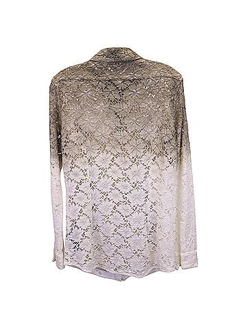 Burberry Burberry Prorsum Ombre Lace Button-Up Shirt in Cream Cotton (view 2)