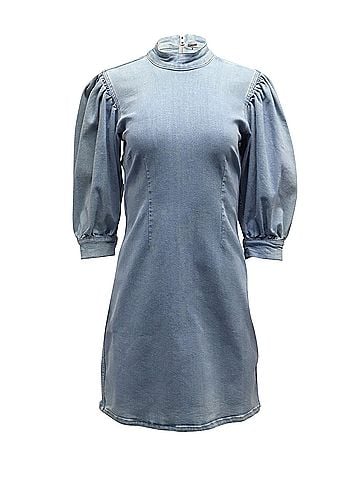 Ganni Ganni Cult Denim Mini Dress in Light Blue Cotton (view 1)