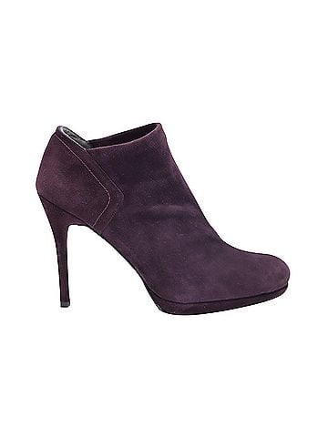 Stuart Weitzman Stuart Weitzman Ankle High-Heeled Boots in Eggplant Purple Suede (view 1)