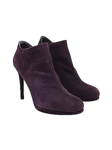 Stuart Weitzman Stuart Weitzman Ankle High-Heeled Boots in Eggplant Purple Suede (view 2)